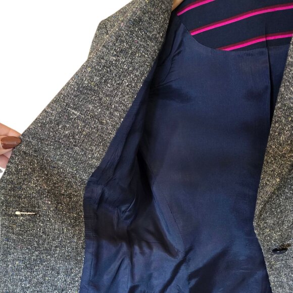 Women's CREMIEUX Tweed Elbow Patch Blazer sz 0 - Picture 8 of 11